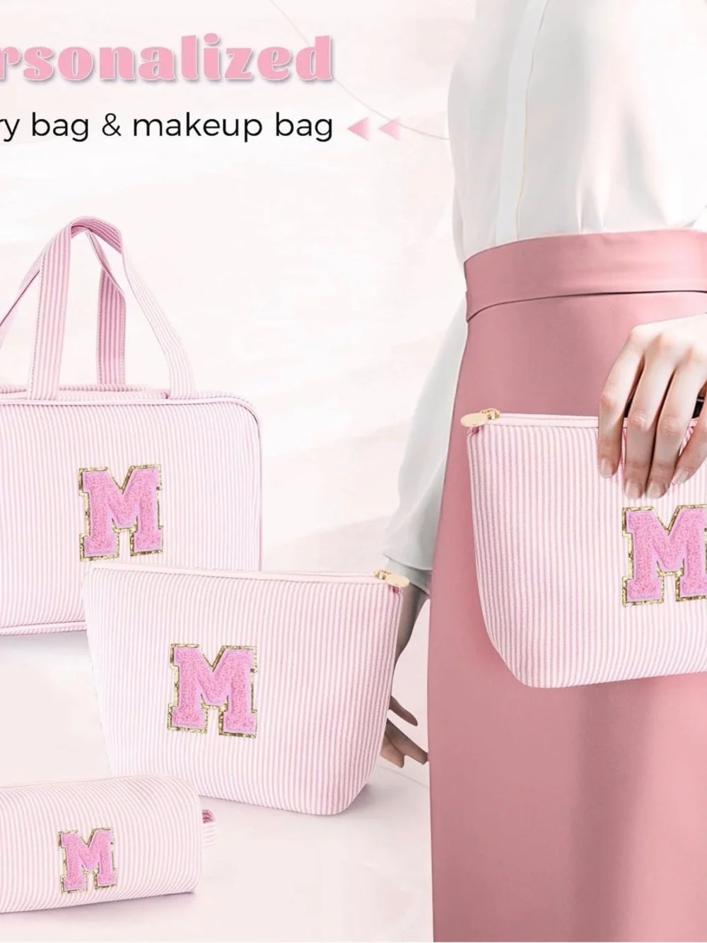 Pink Monogram M Travel Bag Set - Women's Cosmetics & Accessory Pouches